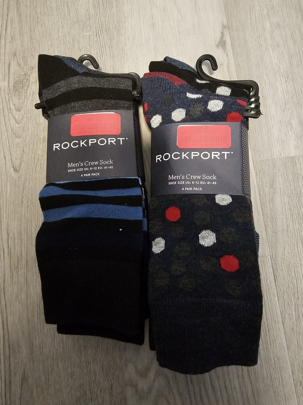 New 8 Pairs Rockport Men’s Crew Socks Size 8- 12